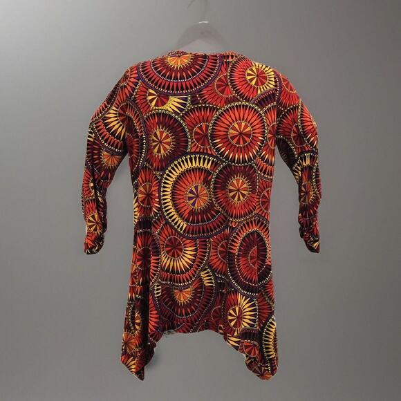 Premise Tunic Top Womens 1X Shark Bite Colorful Orange 3/4 Ruched Sleeve Boho - Picture 3 of 11